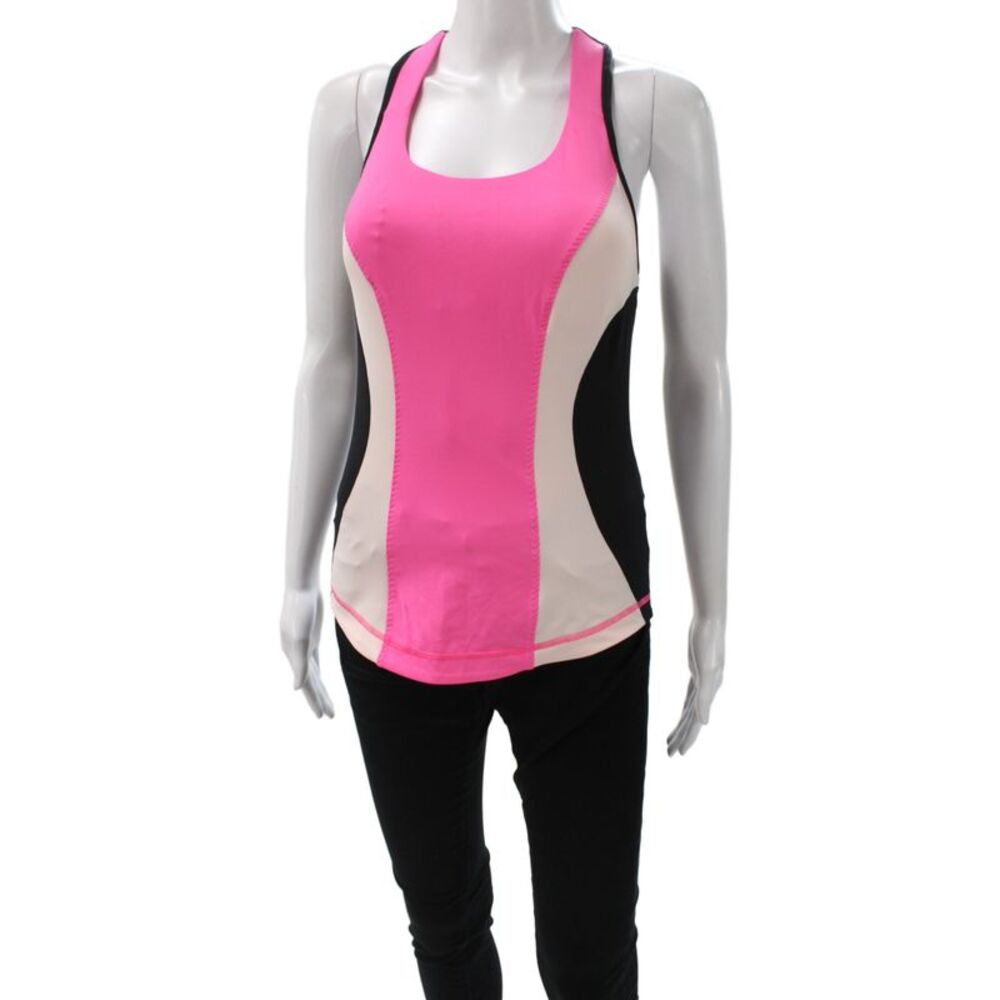 Lululemon Women Black Colorblock Scoop Neck Tank Nylon Size 6